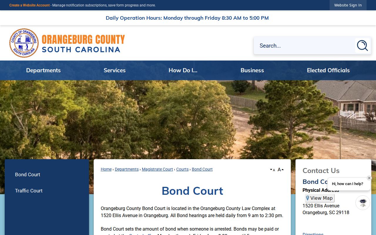 Orangeburg County arrest lookup Bond Court details