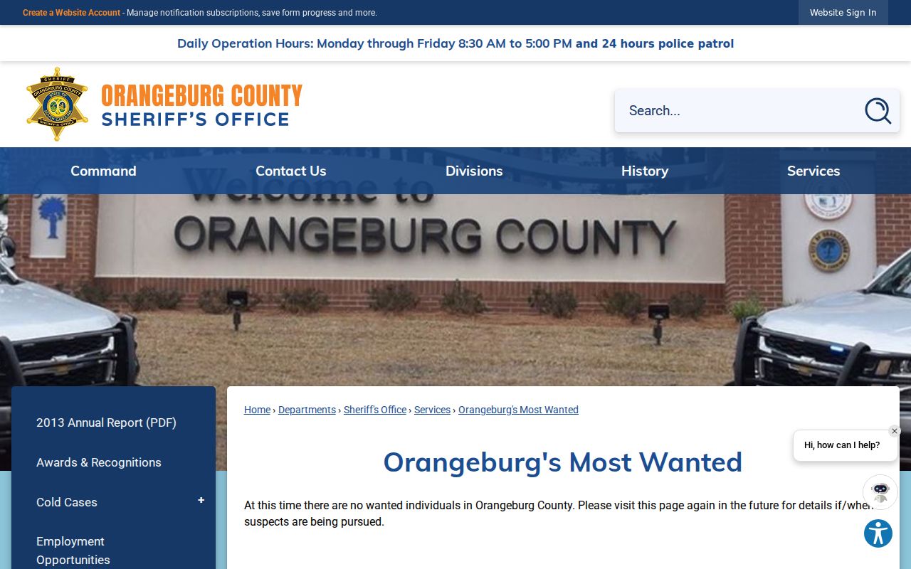 Orangeburg County arrest lookup official Most Wanted notice