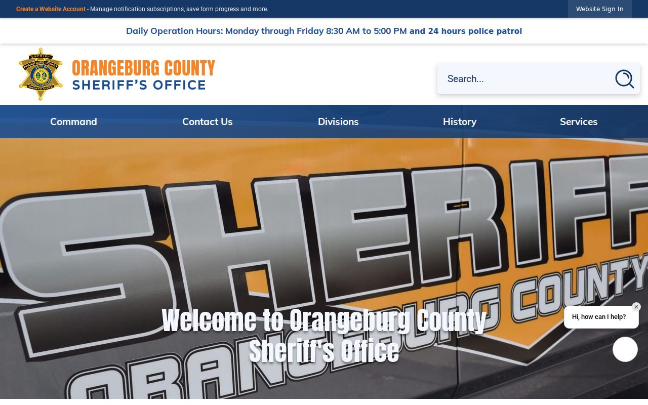 Orangeburg County sheriff criminal record office