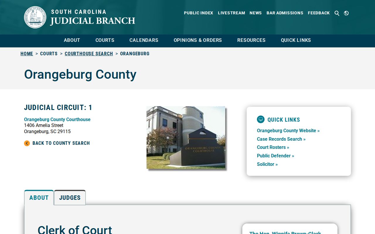 Orangeburg County criminal court case courthouse profile