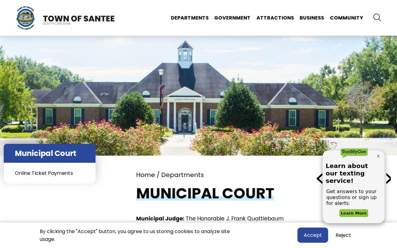 Orangeburg County Santee criminal court records and Municipal Court page