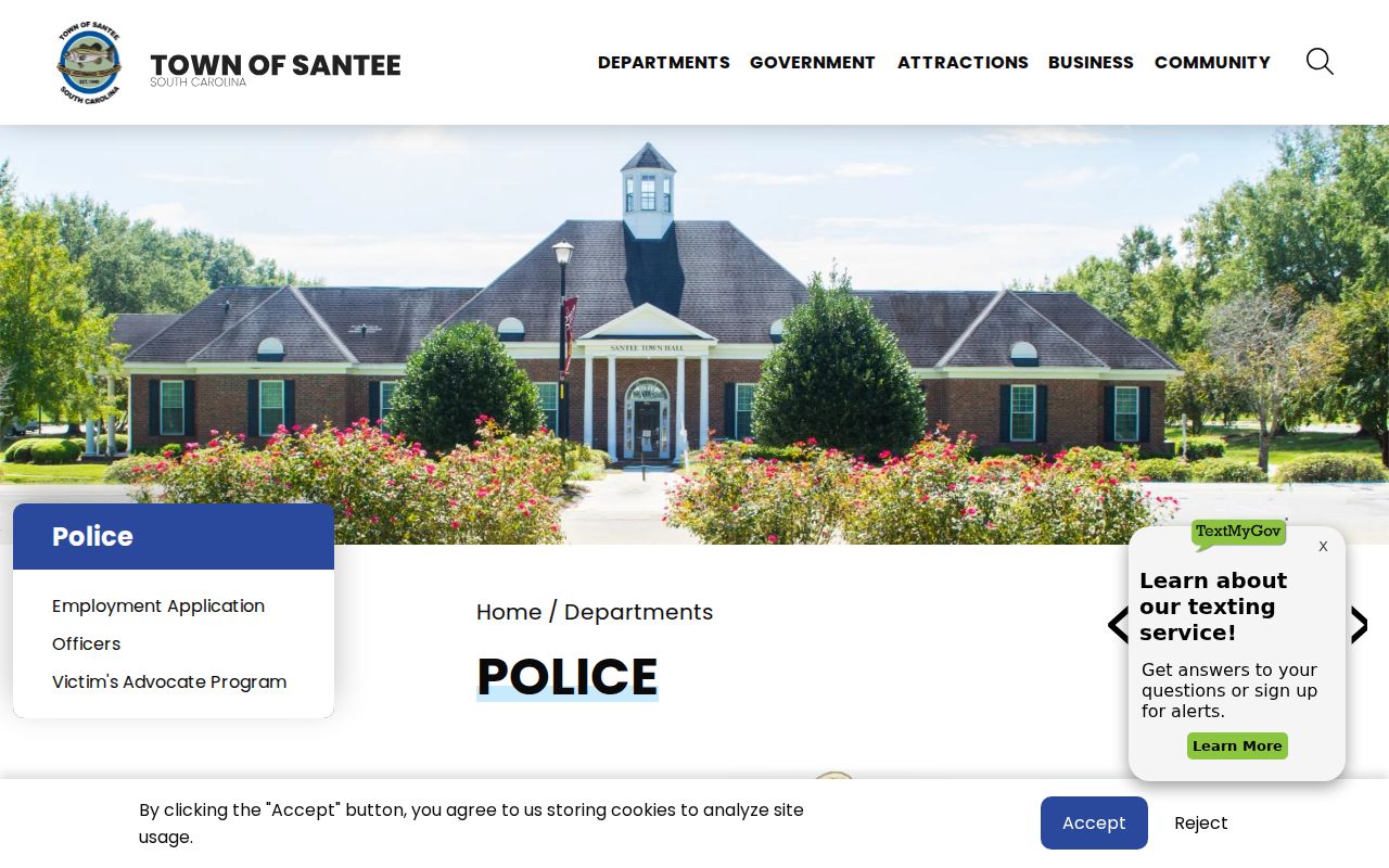 Orangeburg County Santee criminal records and Police Department page